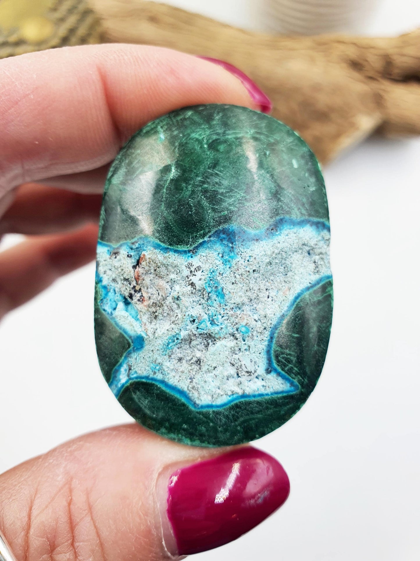 Chrysocolla & Malachite Palm Stone – Healing, Transformation and Emotional Balance Crystal, 55g