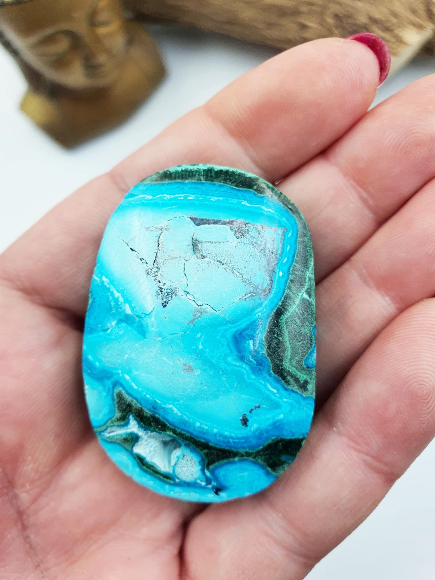 Chrysocolla & Malachite Palm Stone – Healing, Transformation and Emotional Balance Crystal, 55g