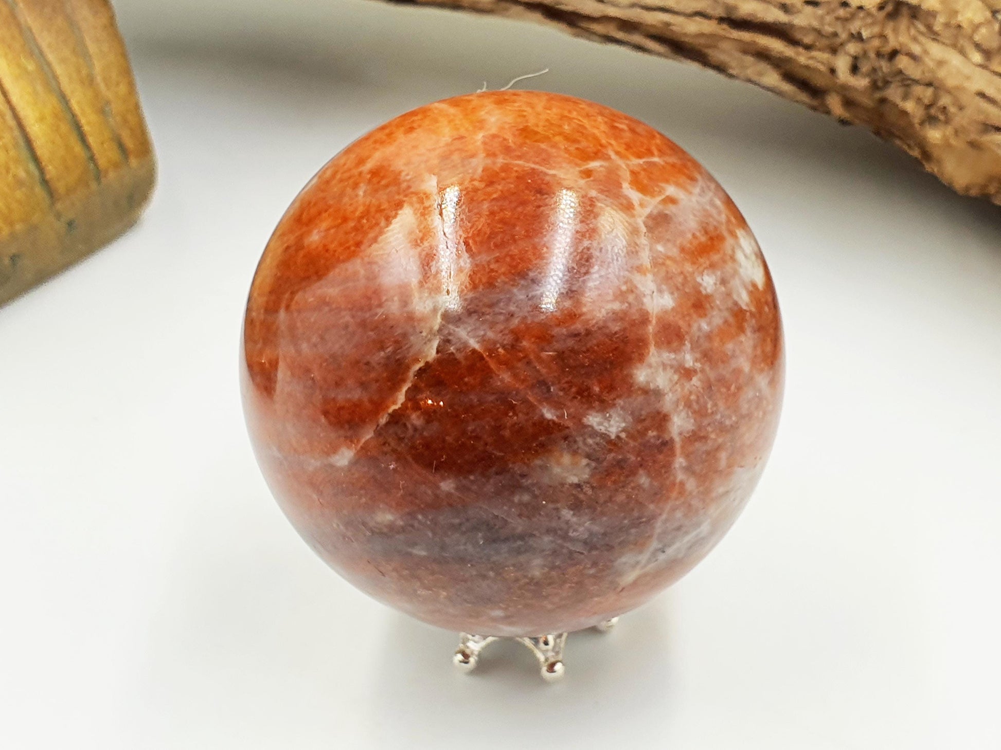 Rare Sunstone and Cordierite (Also known as Iolite) Sphere – Joy, Intuition & Inner Strength Healing Crystal Ball, 47mm