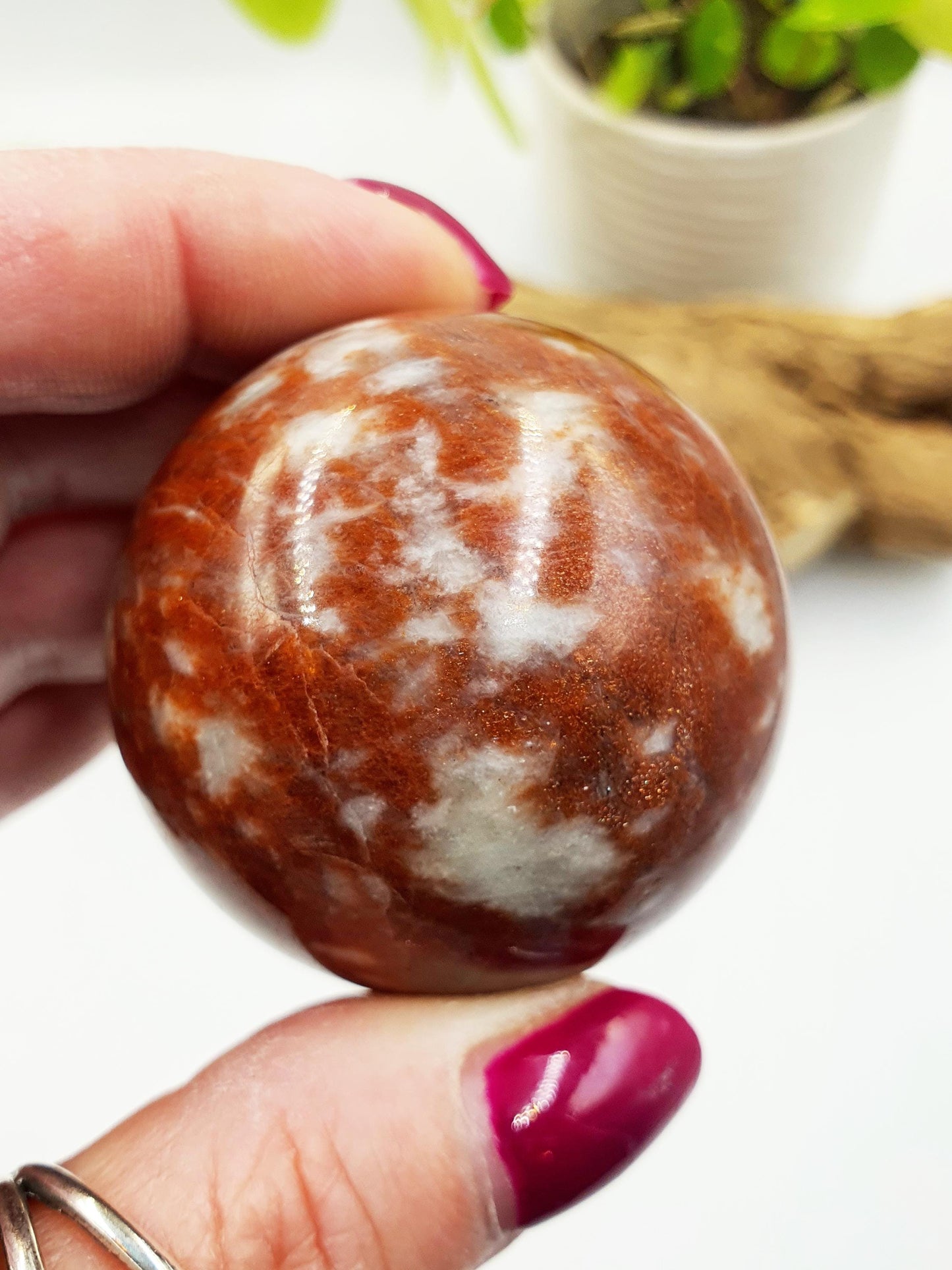 Rare Sunstone and Cordierite (Also known as Iolite) Sphere – Joy, Intuition & Inner Strength Healing Crystal Ball, 47mm