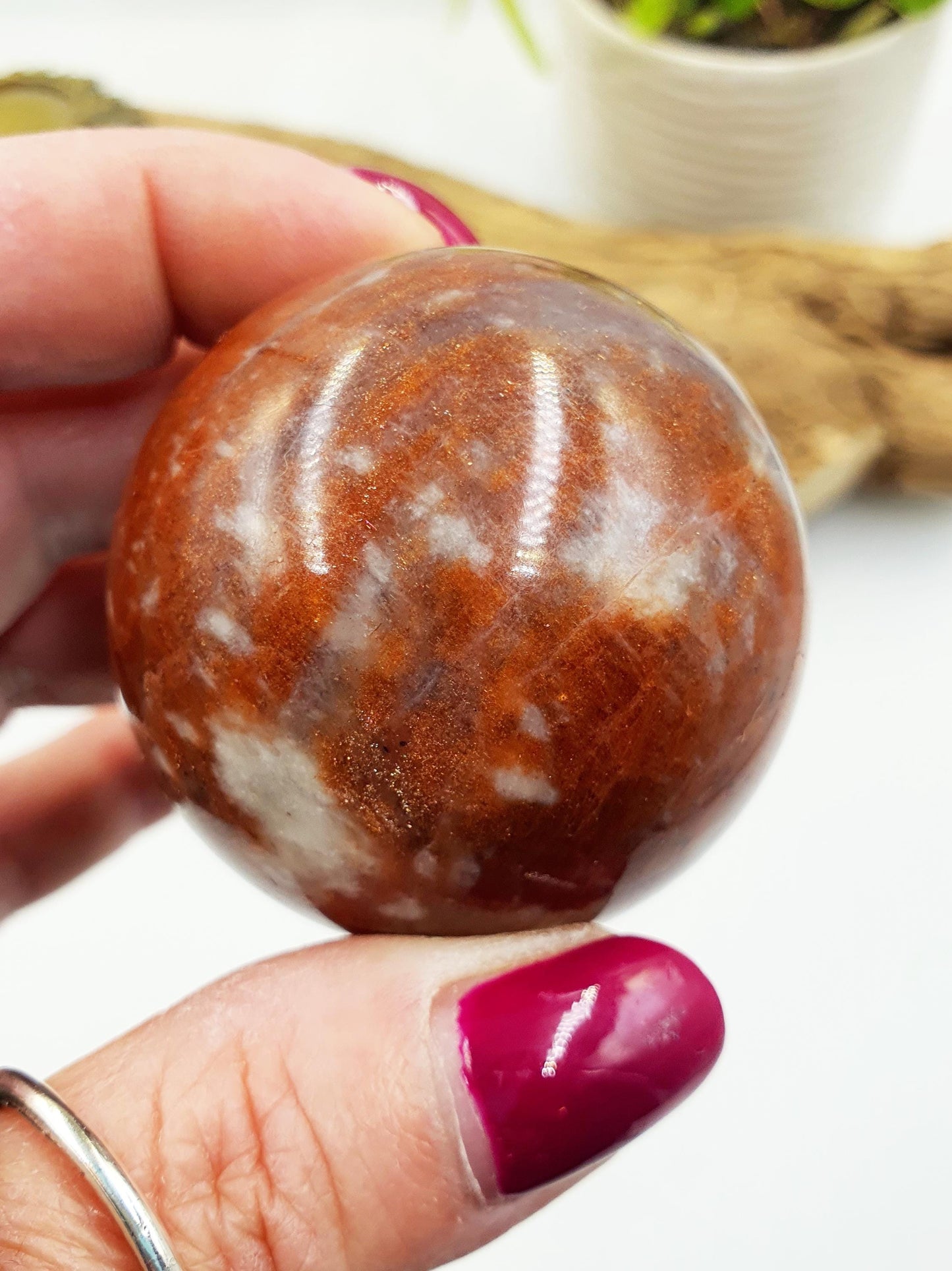 Rare Sunstone and Cordierite (Also known as Iolite) Sphere – Joy, Intuition & Inner Strength Healing Crystal Ball, 47mm