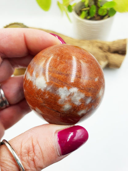 Rare Sunstone and Cordierite (Also known as Iolite) Sphere – Joy, Intuition & Inner Strength Healing Crystal Ball, 47mm