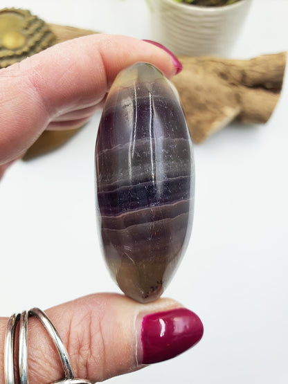 Large High Grade Rainbow Fluorite Palm Stone - Focus and Clarity Healing Crystal - 125g