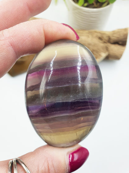 Large High Grade Rainbow Fluorite Palm Stone - Focus and Clarity Healing Crystal - 125g