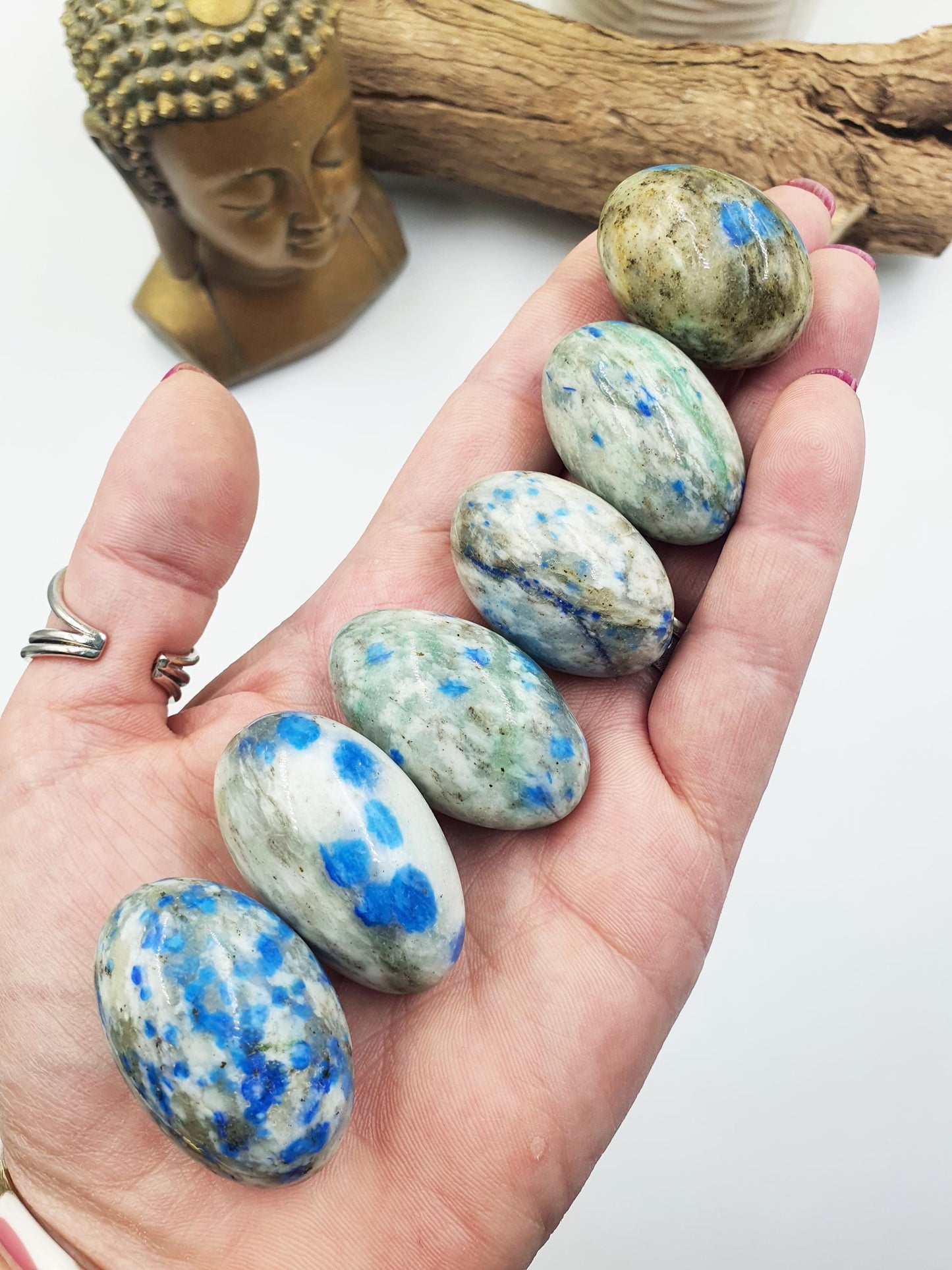 K2 Jasper Tumble Stones – Balance, Insight & Grounding Healing Crystals (Azurite in Granite), 3-4cm