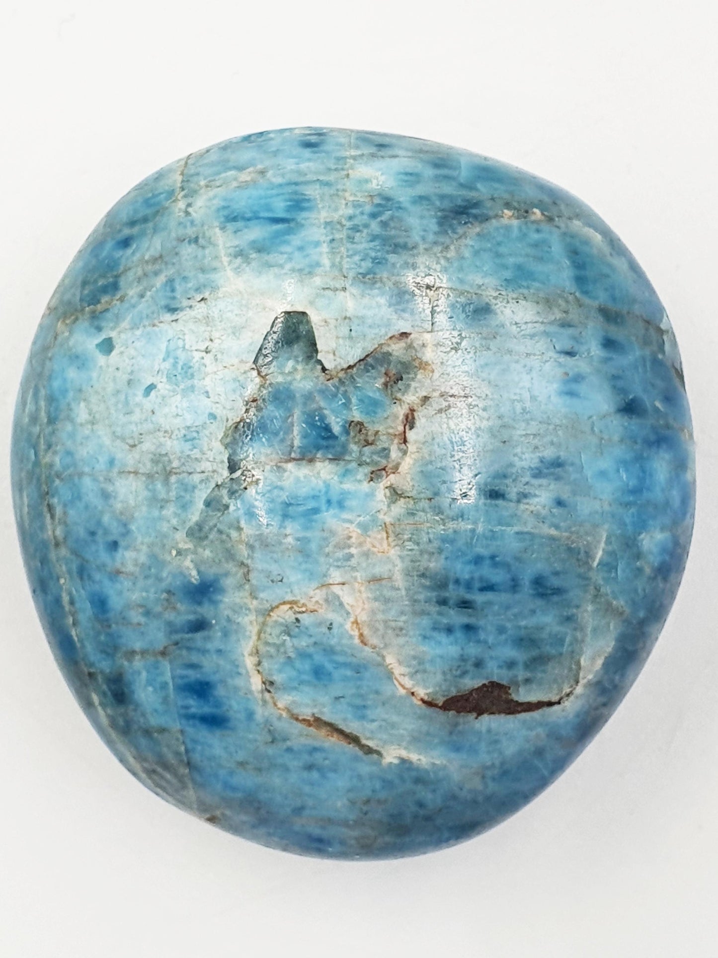 Blue Apatite Palm Stone - Motivation & Focus Healing Crystal - 100g