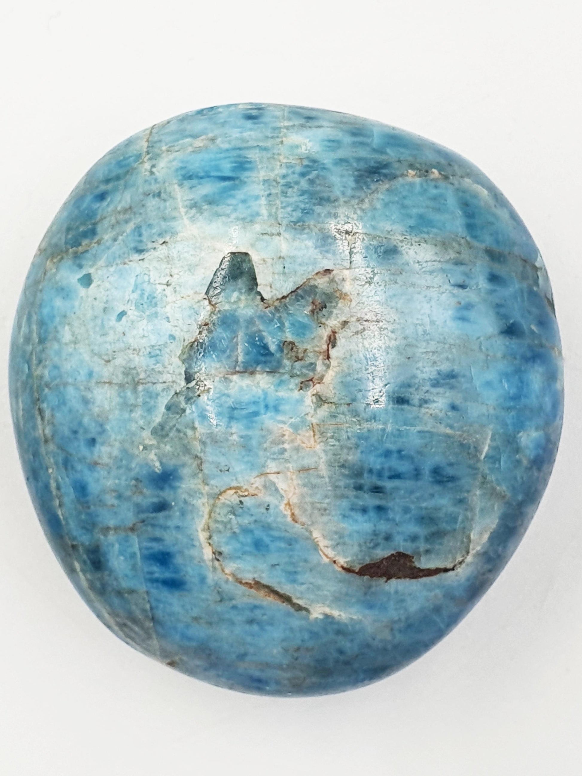 Blue Apatite Palm Stone - Motivation & Focus Healing Crystal - 100g
