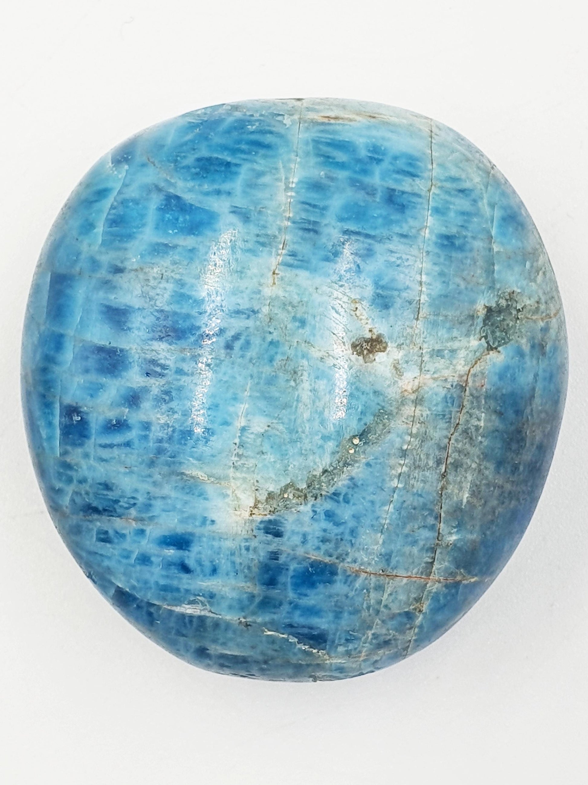 Blue Apatite Palm Stone - Motivation & Focus Healing Crystal - 100g