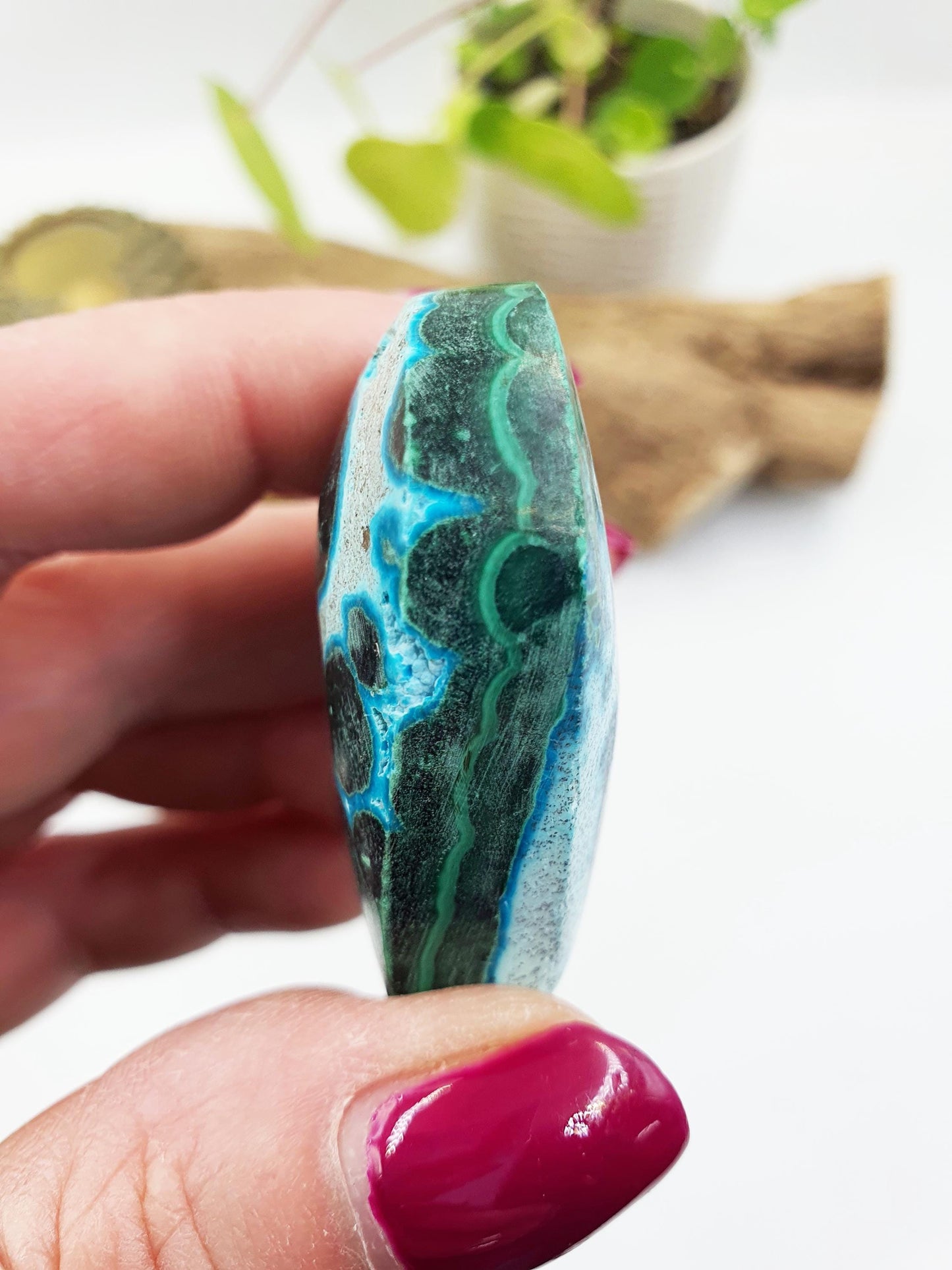 Chrysocolla & Malachite Crystal Heart – Healing, Transformation and Emotional Balance Crystal Heart Carving, 55g