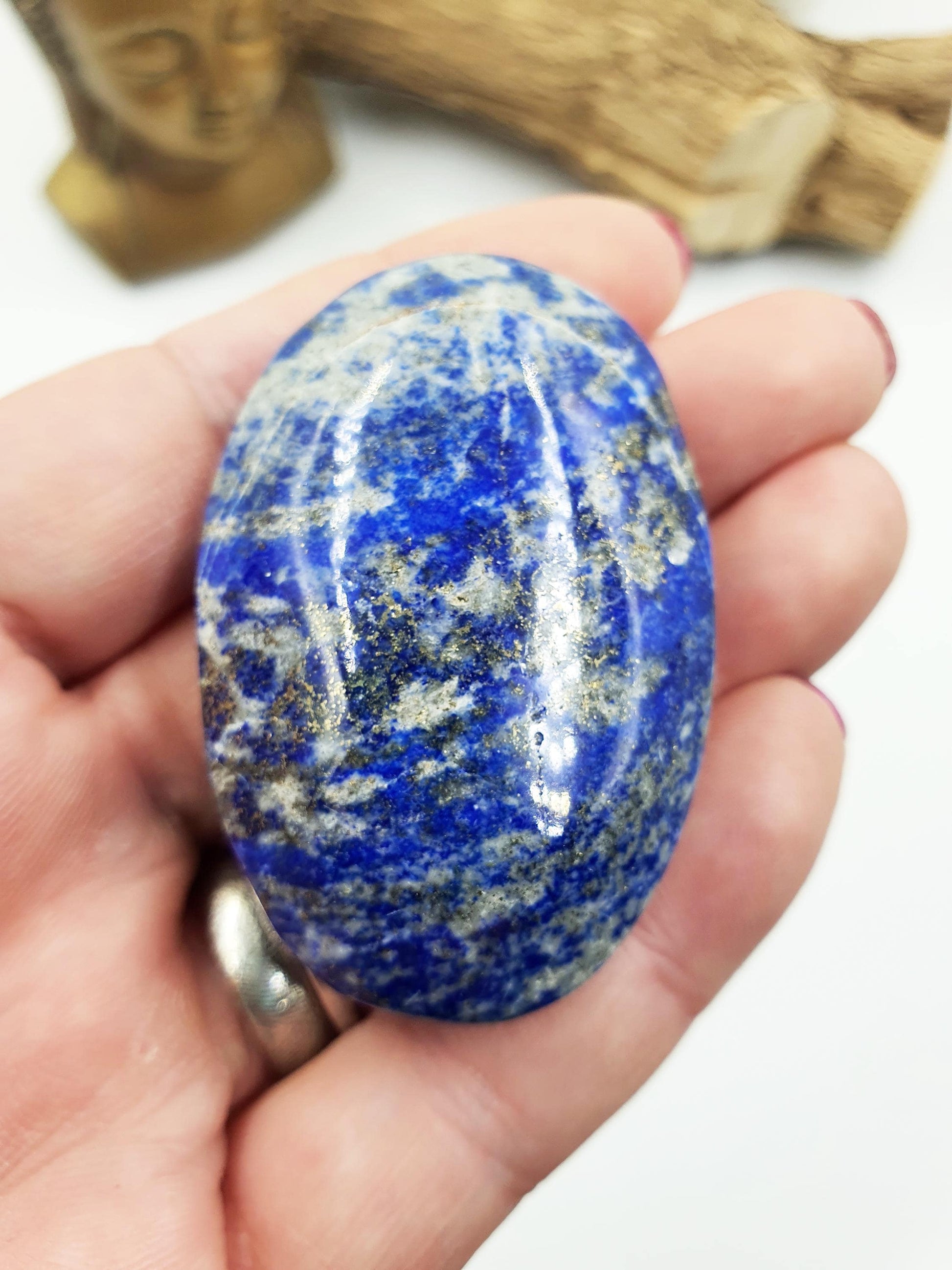 Lapis Lazuli Palm Stone - Wisdom & Truth Third Eye Chakra Crystal, 70g