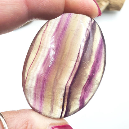 High Grade Rainbow Fluorite Palm Stone - Focus and Clarity Healing Crystal - 90g