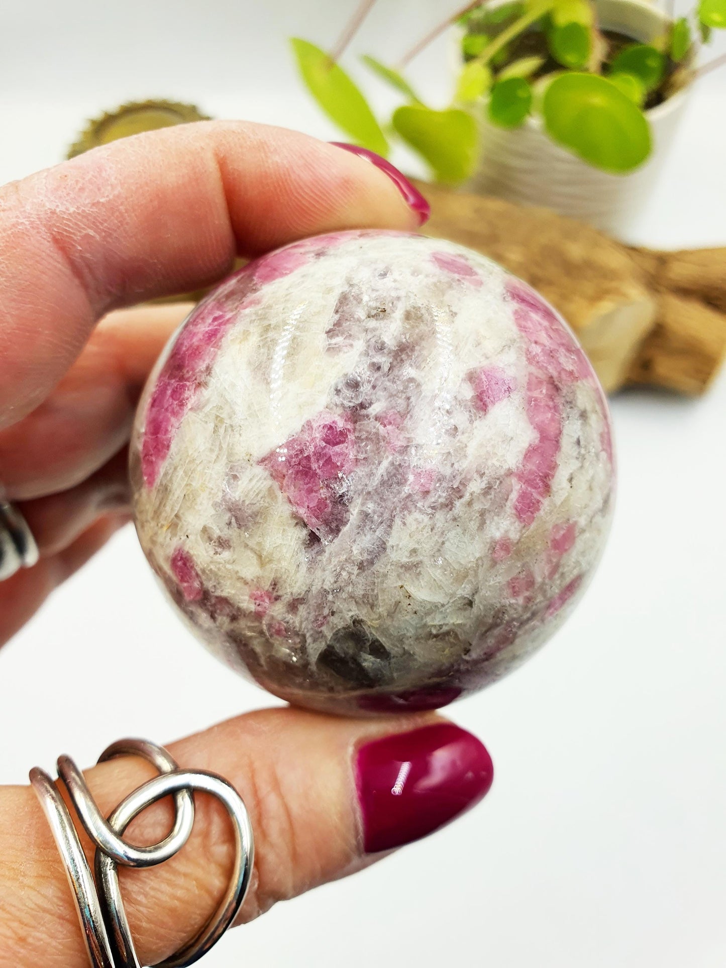 Plum Tourmaline Sphere (Rubellite)- Rare Emotional Healing & Spiritual Growth Crystal Ball - 56mm