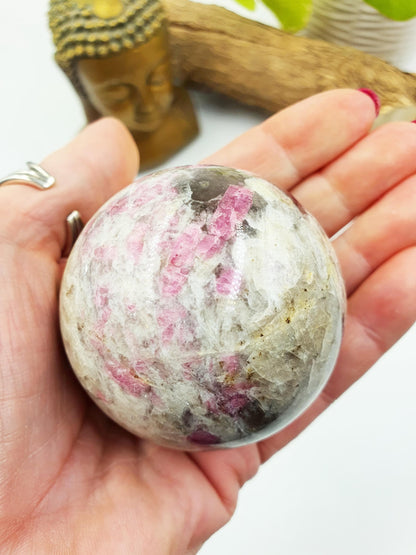 Plum Tourmaline Sphere (Rubellite)- Rare Emotional Healing & Spiritual Growth Crystal Ball - 56mm