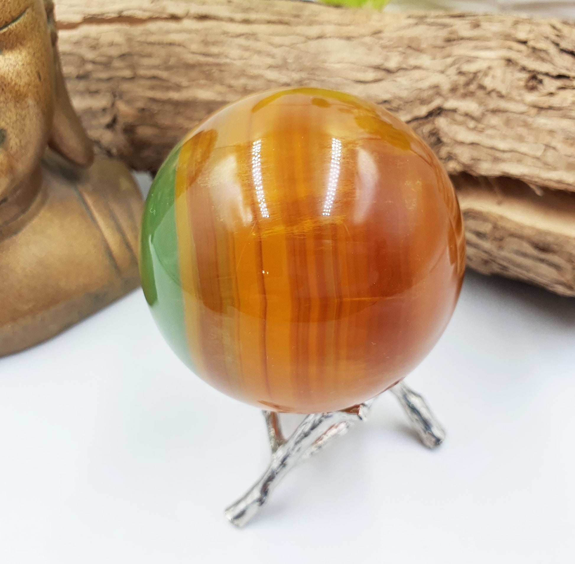 Yellow and Green Fluorite Sphere - Focus and Clarity Healing Crystal Ball, 61mm