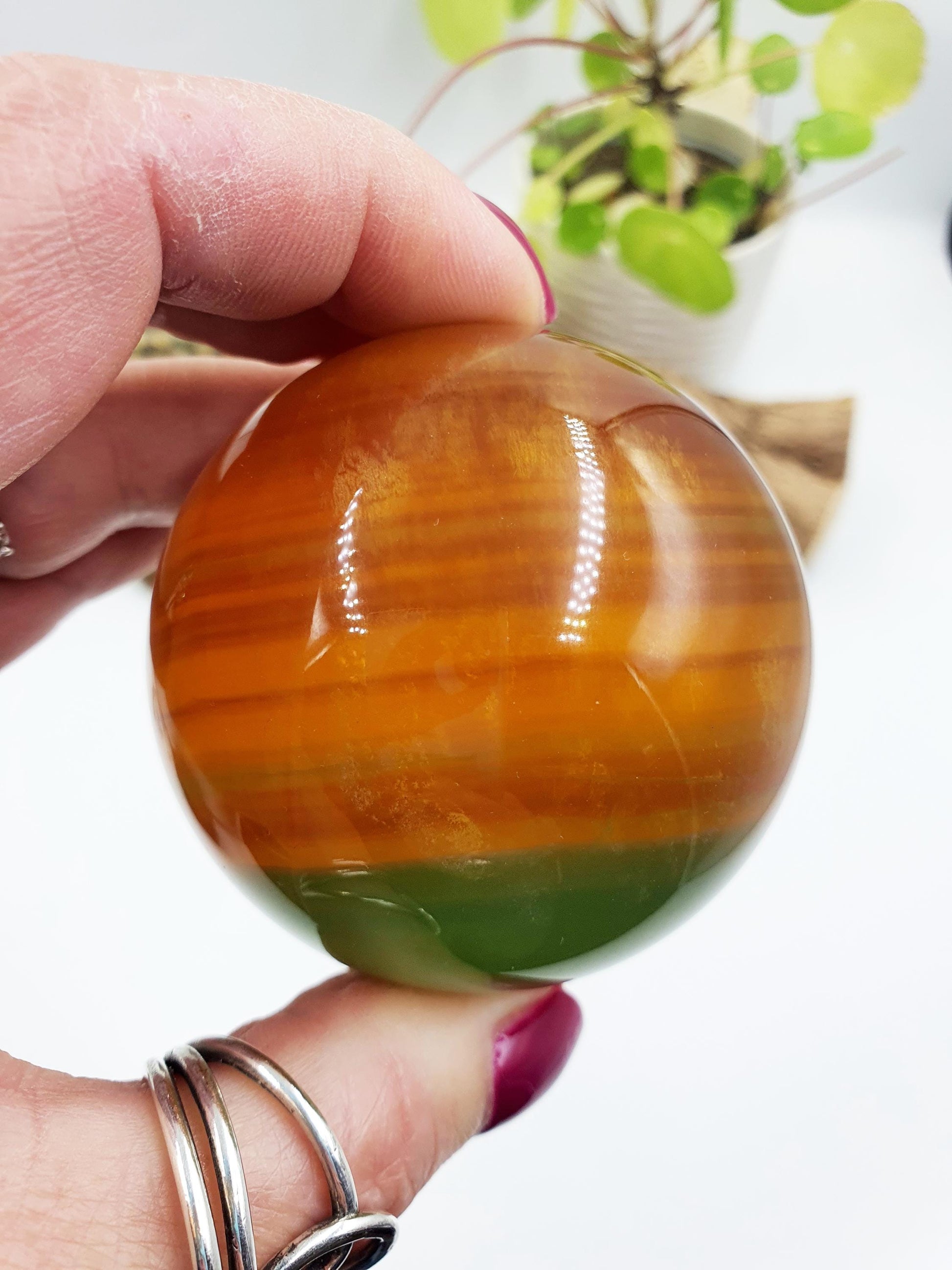 Yellow and Green Fluorite Sphere - Focus and Clarity Healing Crystal Ball, 61mm