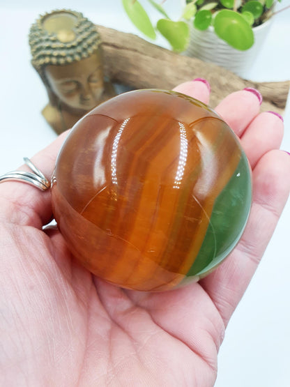Yellow and Green Fluorite Sphere - Focus and Clarity Healing Crystal Ball, 61mm
