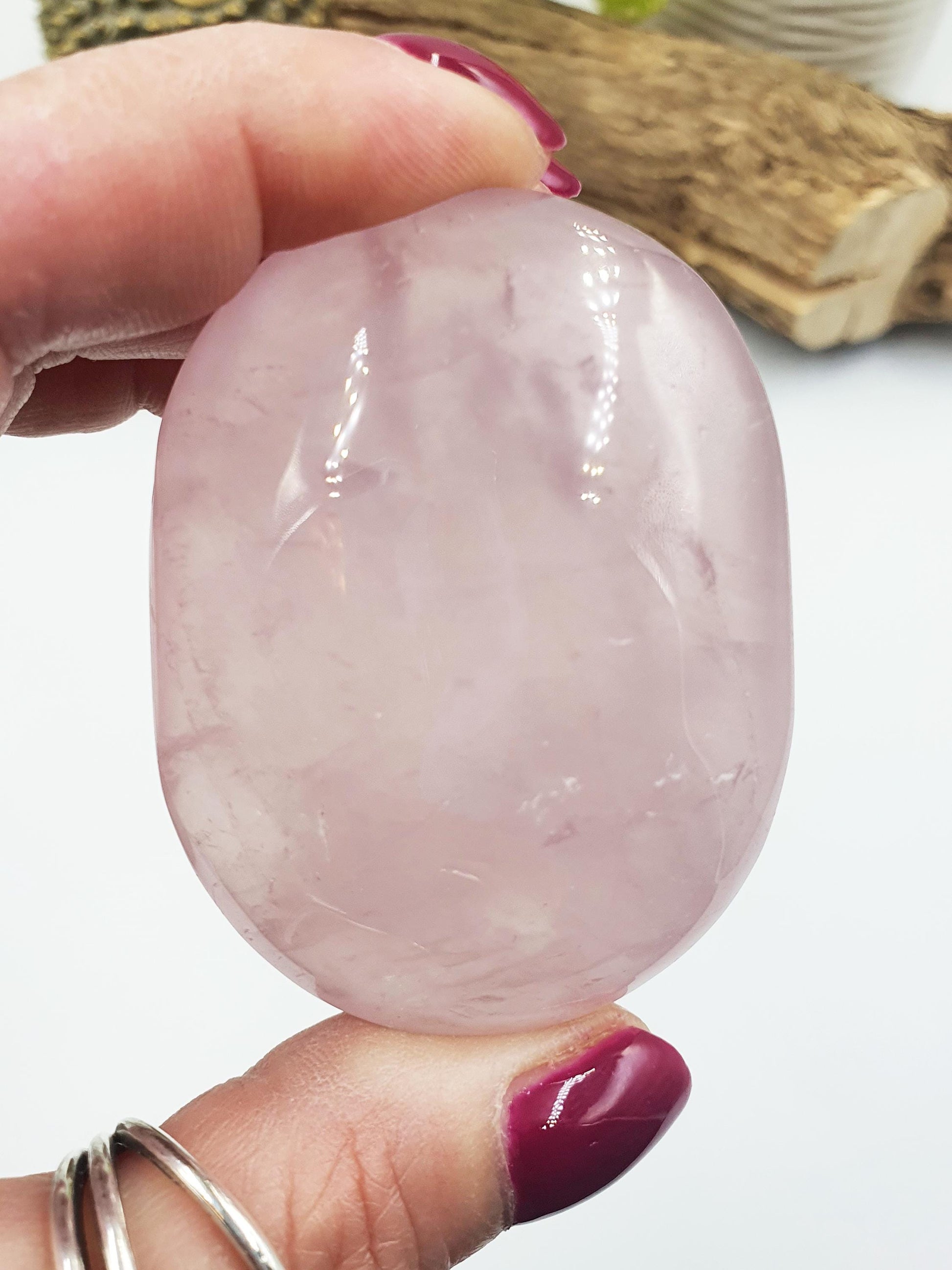 Rose Quartz Palm Stone - Love & Compassion Healing Crystal, 105g