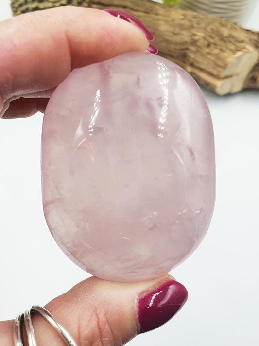 Rose Quartz Palm Stone - Love & Compassion Healing Crystal, 105g
