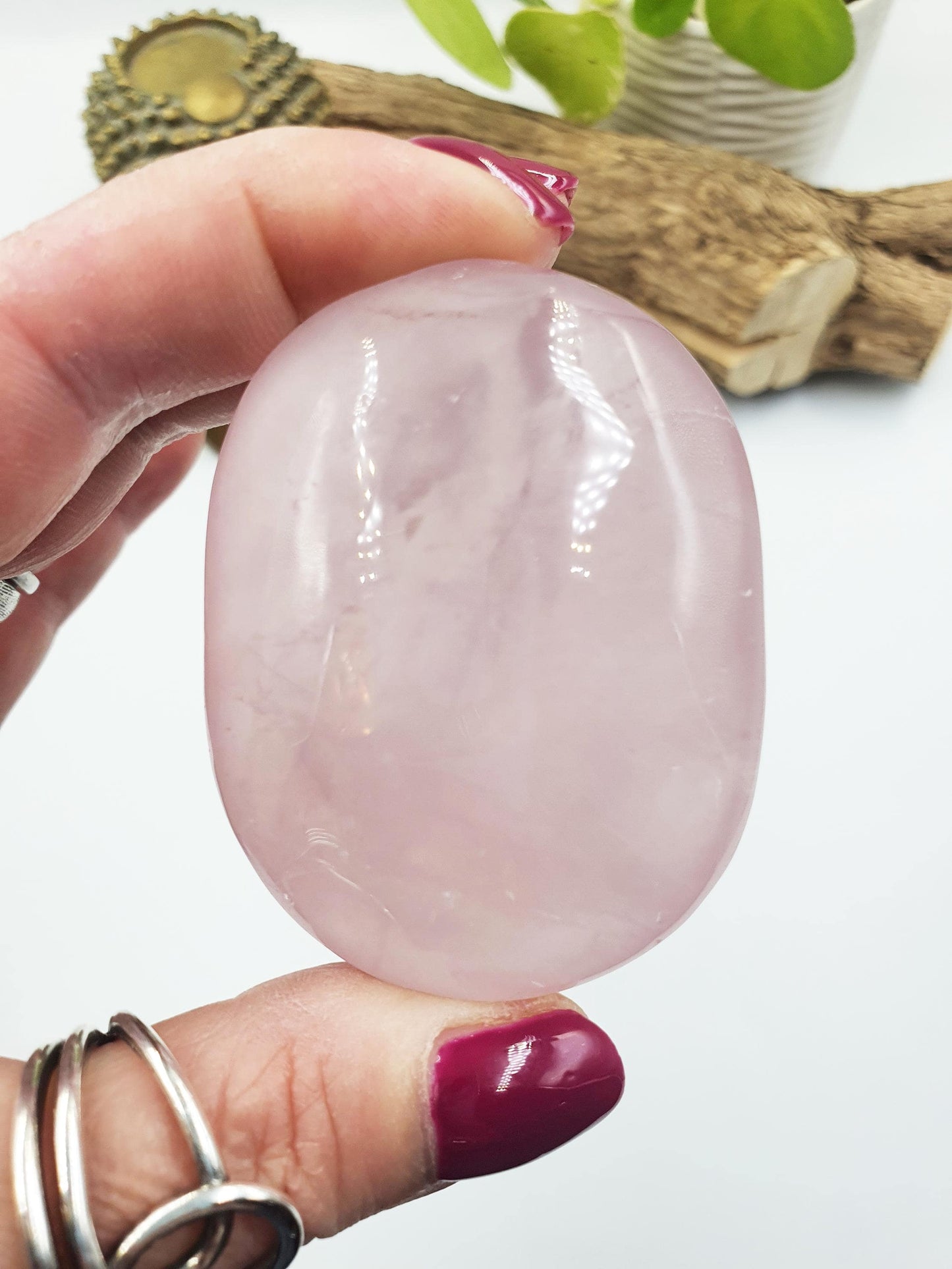 Rose Quartz Palm Stone - Love & Compassion Healing Crystal, 105g