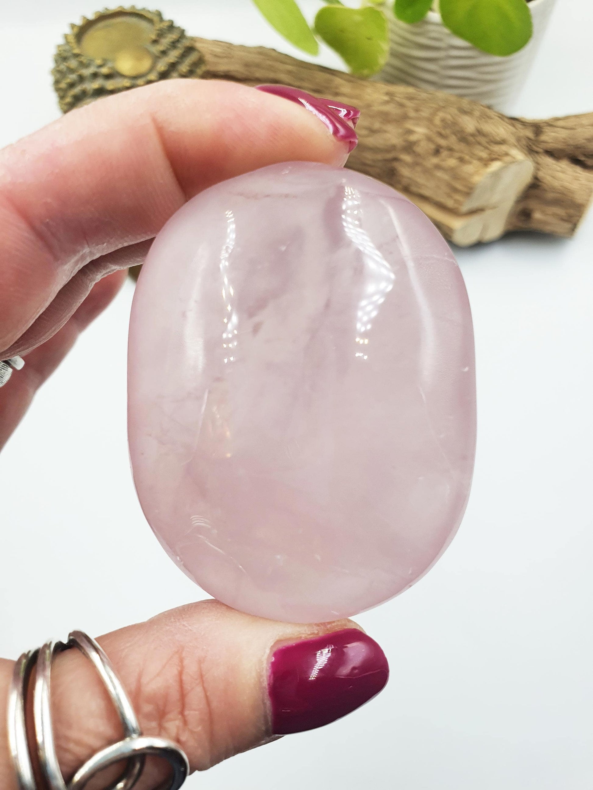Rose Quartz Palm Stone - Love & Compassion Healing Crystal, 105g