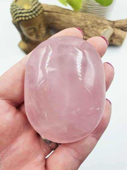 Rose Quartz Palm Stone - Love & Compassion Healing Crystal, 105g