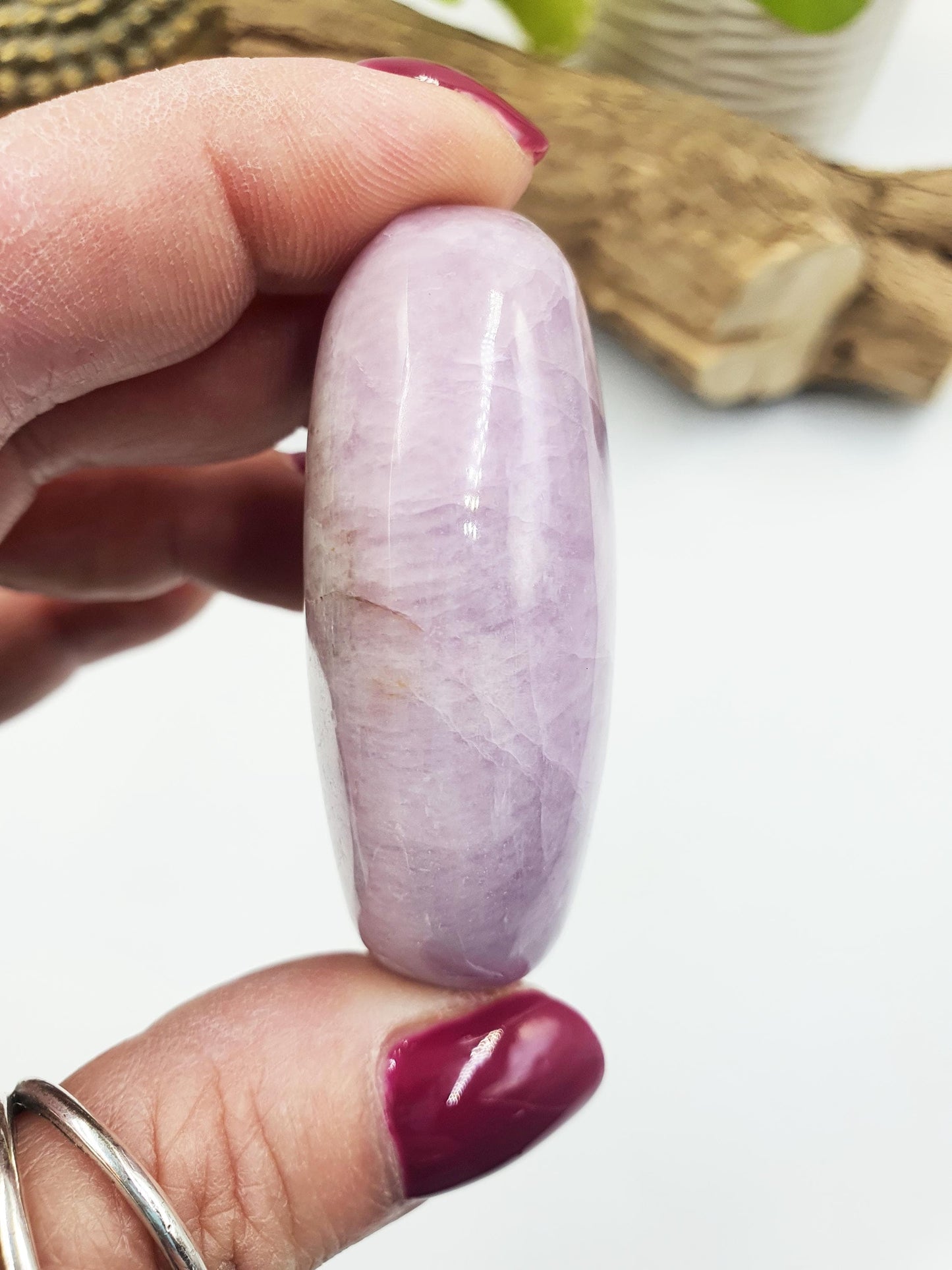 Sparkly Kunzite Crystal Palm Stone - Heart Chakra & Emotional Healing Crystal, 70g