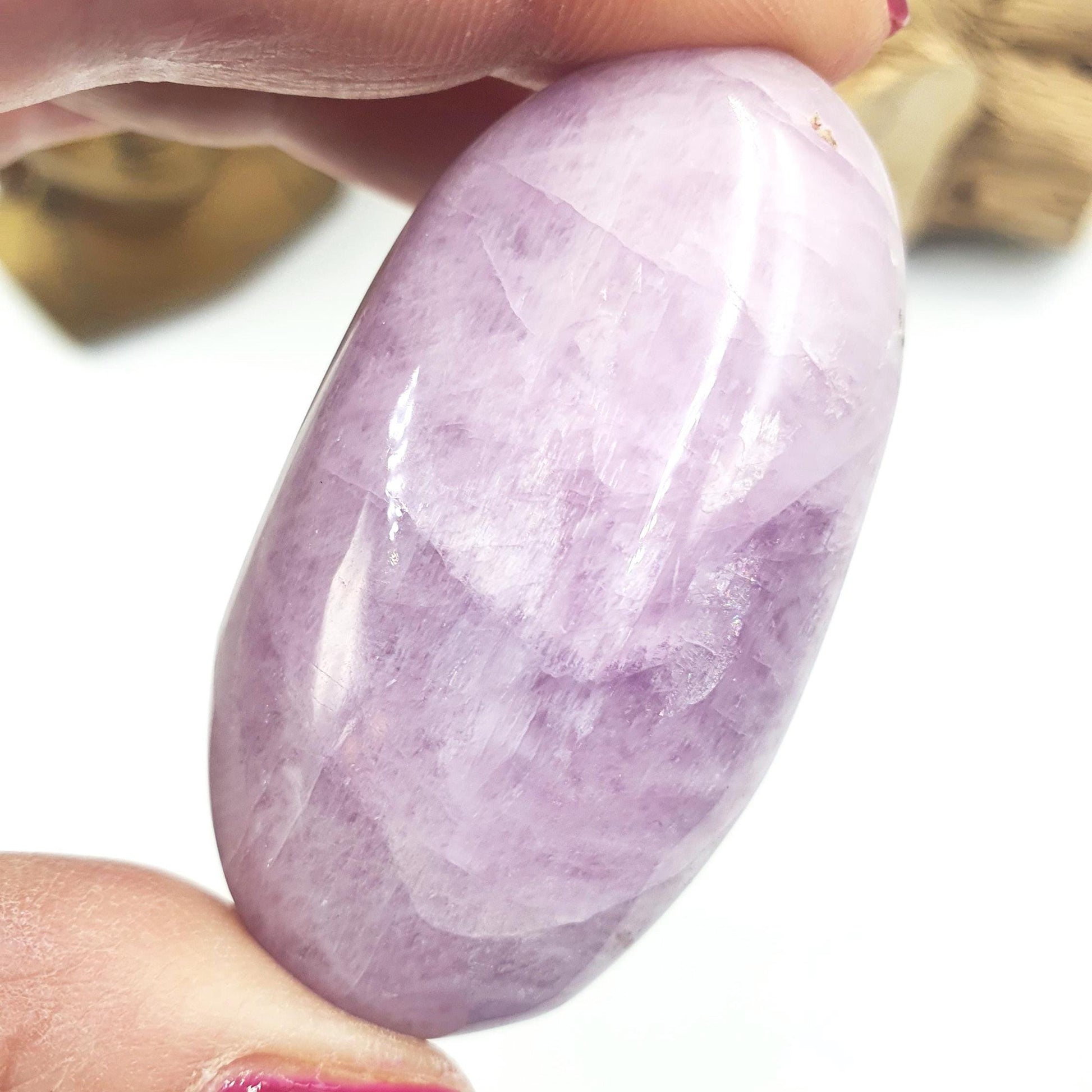 Sparkly Kunzite Crystal Palm Stone - Heart Chakra & Emotional Healing Crystal, 70g