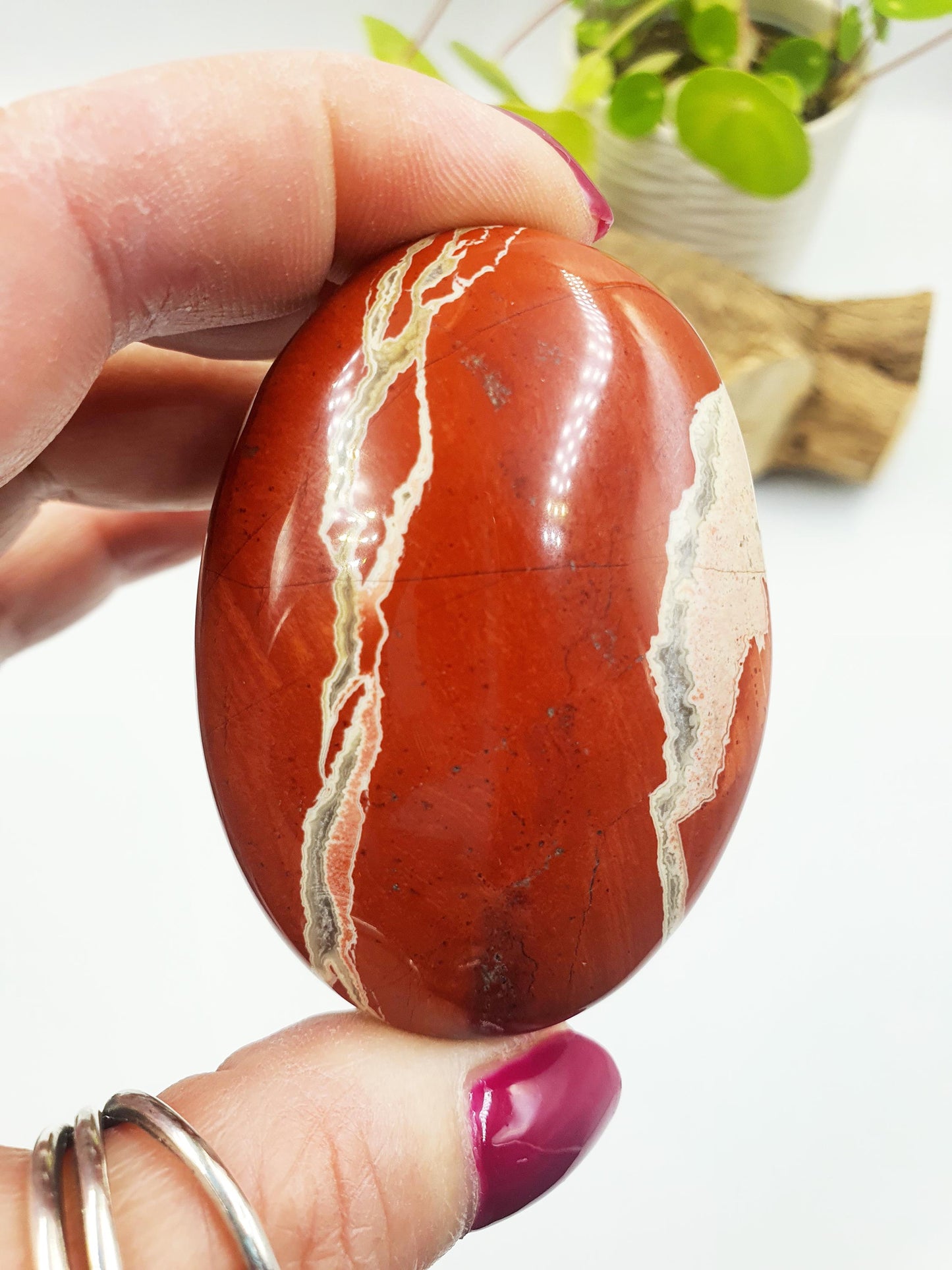 Red Jasper Palm Stone - Grounding & Strength Root Chakra Crystal, 105g