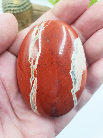 Red Jasper Palm Stone - Grounding & Strength Root Chakra Crystal, 105g