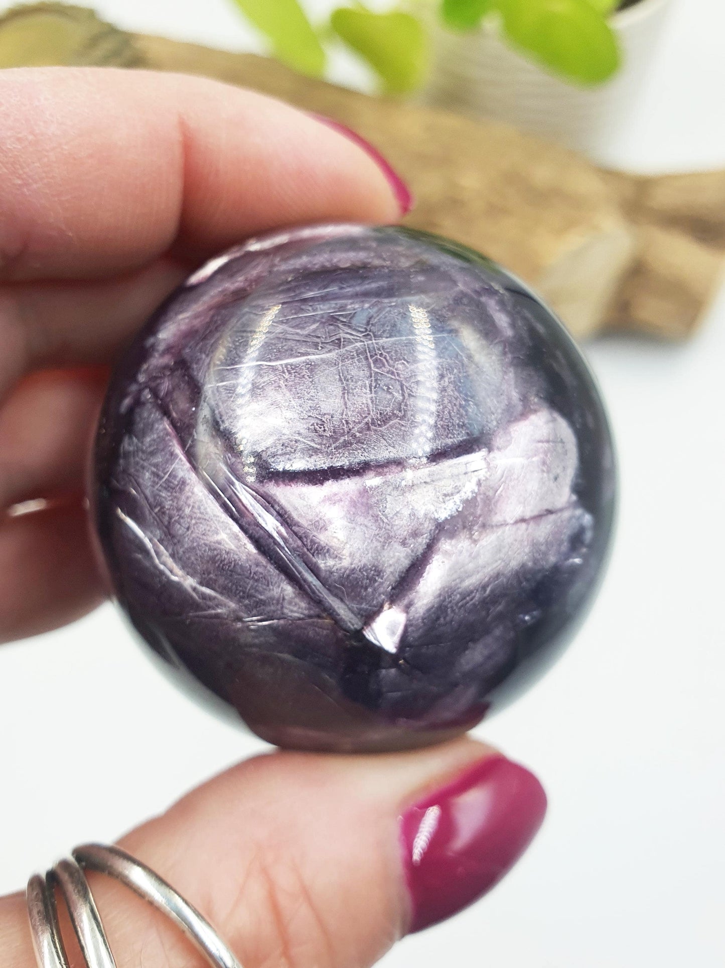 Purple Mica Sphere - Intuition, Calm & Transformation Healing Crystal Ball, 48mm