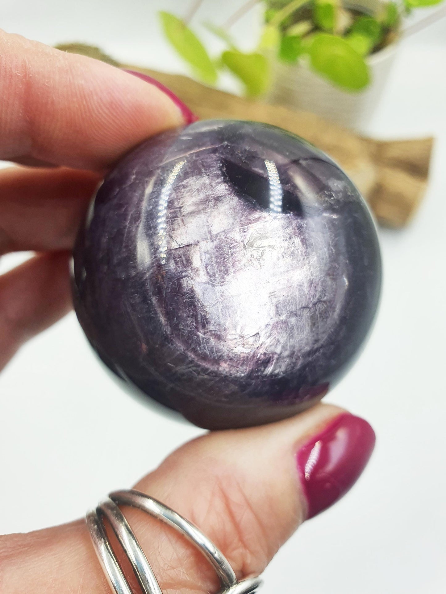 Purple Mica Sphere - Intuition, Calm & Transformation Healing Crystal Ball, 48mm