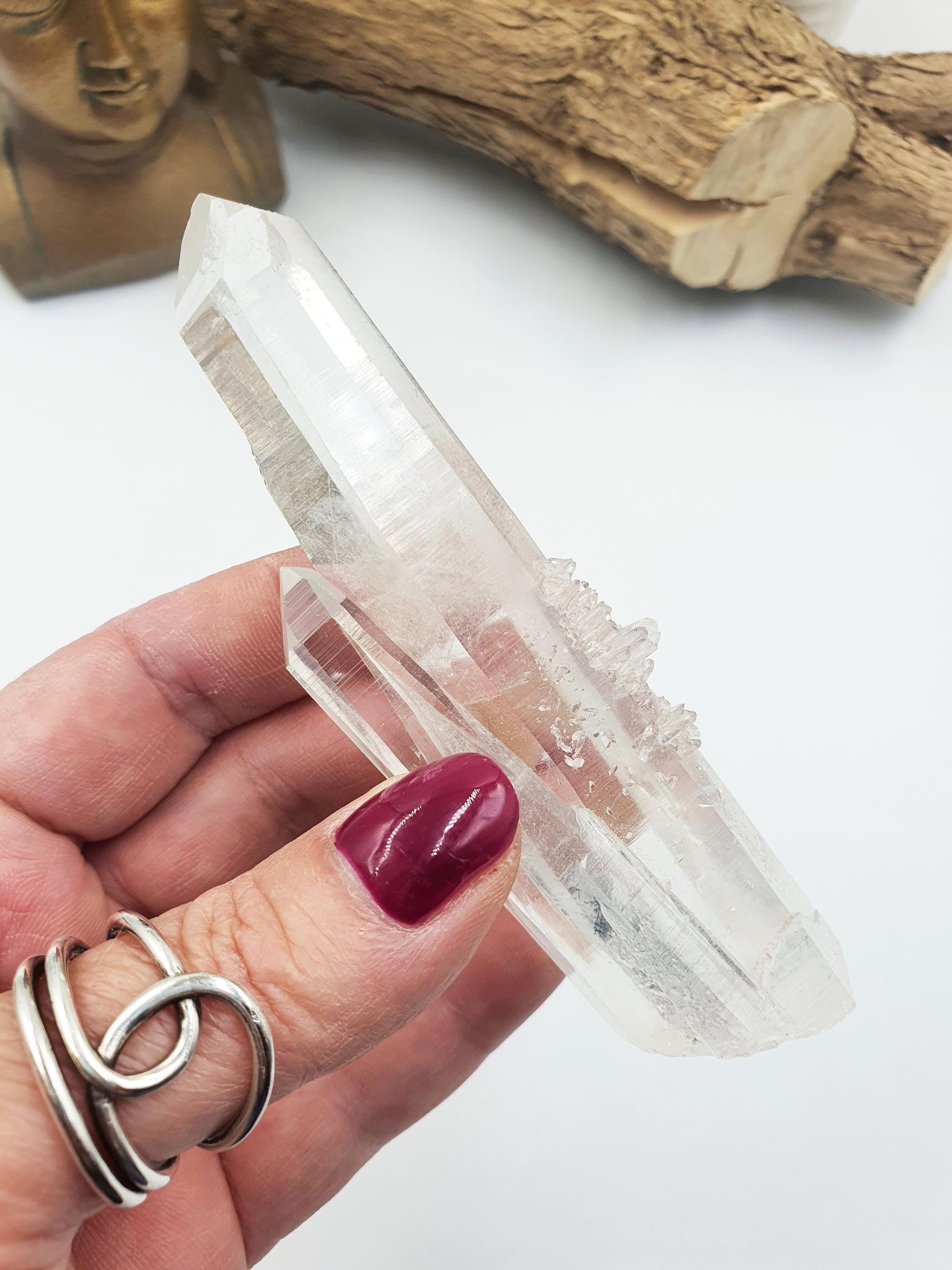 Rare Lemurian Quartz Twin Wand - Ancient Wisdom & Spiritual Connection Healing Crystal Wand, 116g