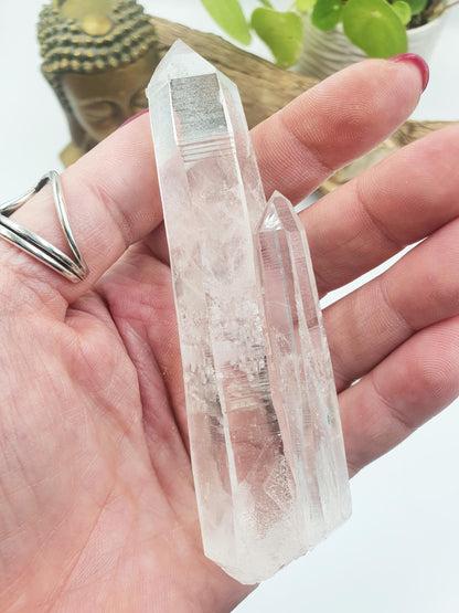 Rare Lemurian Quartz Twin Wand - Ancient Wisdom & Spiritual Connection Healing Crystal Wand, 116g