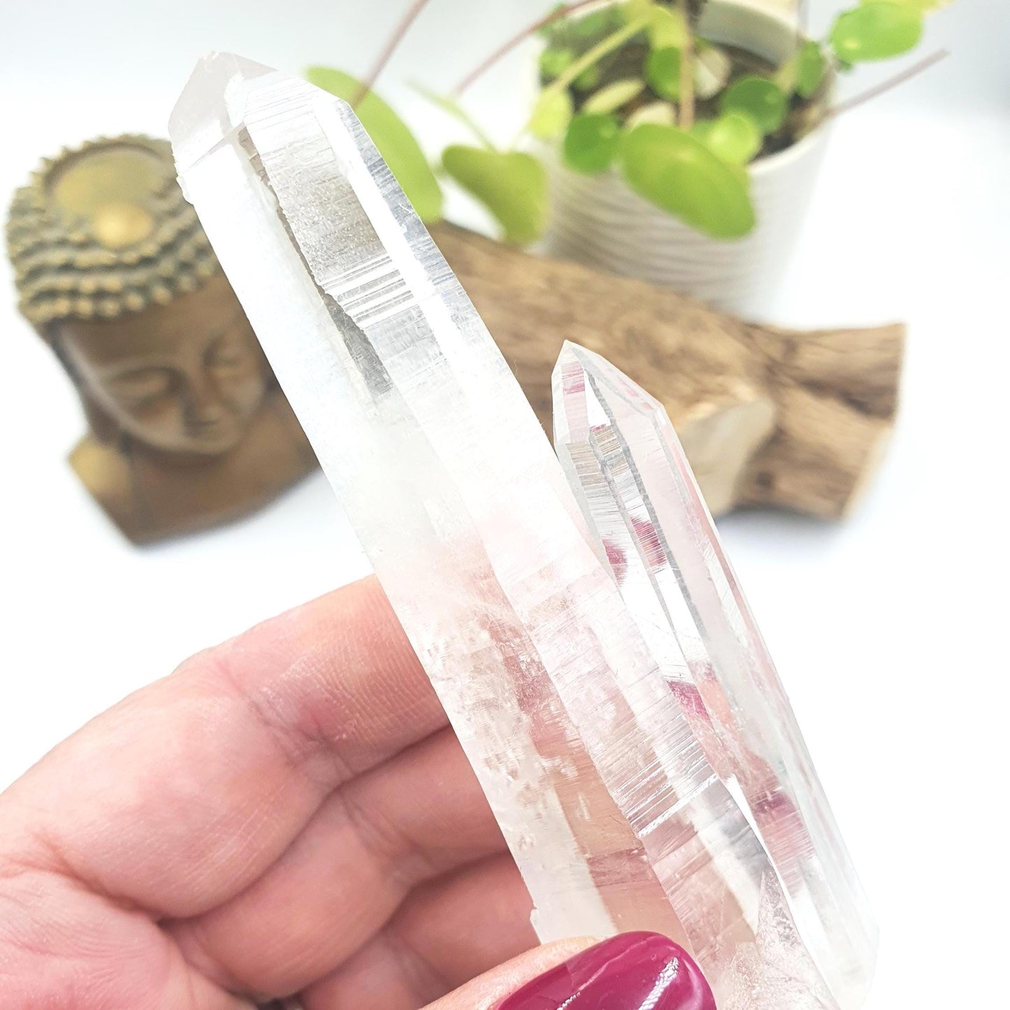 Rare Lemurian Quartz Twin Wand - Ancient Wisdom & Spiritual Connection Healing Crystal Wand, 116g