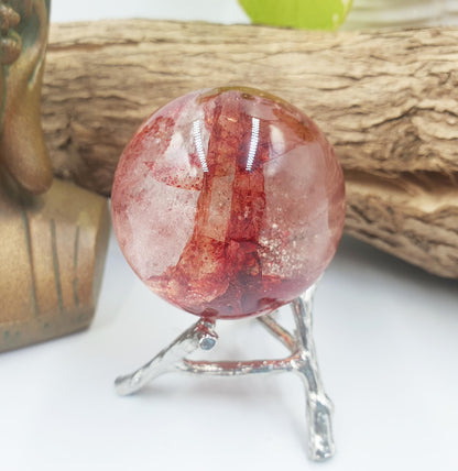 Madagascan Fire Quartz (Hematoid) Sphere - Grounding, Vitality & Balance Healing Crystal Ball, 50mm