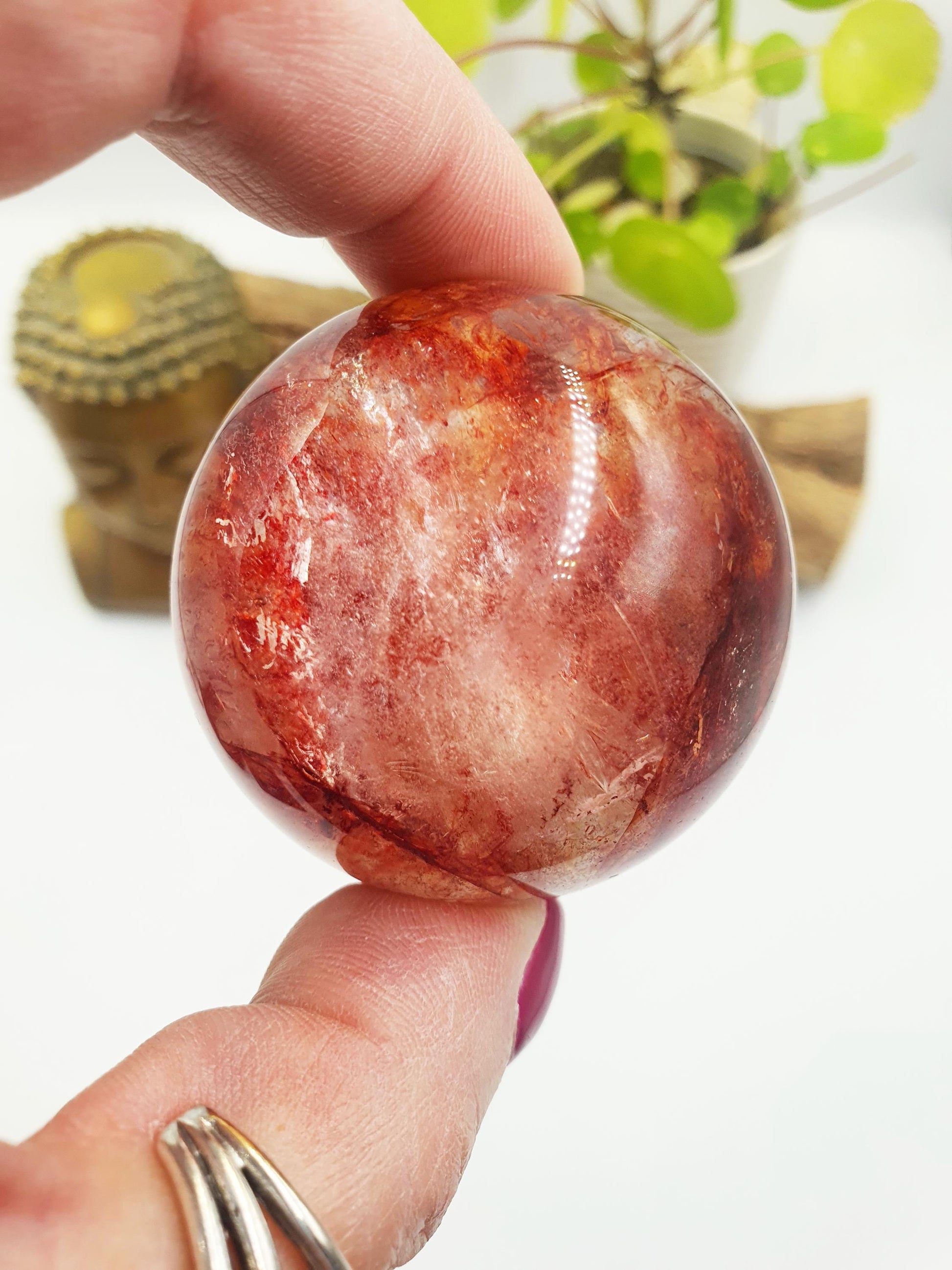 Madagascan Fire Quartz (Hematoid) Sphere - Grounding, Vitality & Balance Healing Crystal Ball, 50mm