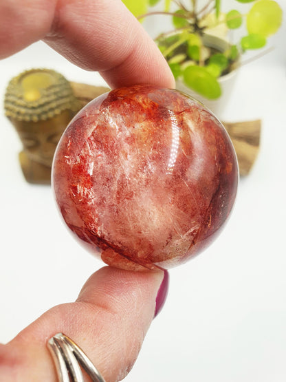 Madagascan Fire Quartz (Hematoid) Sphere - Grounding, Vitality & Balance Healing Crystal Ball, 50mm