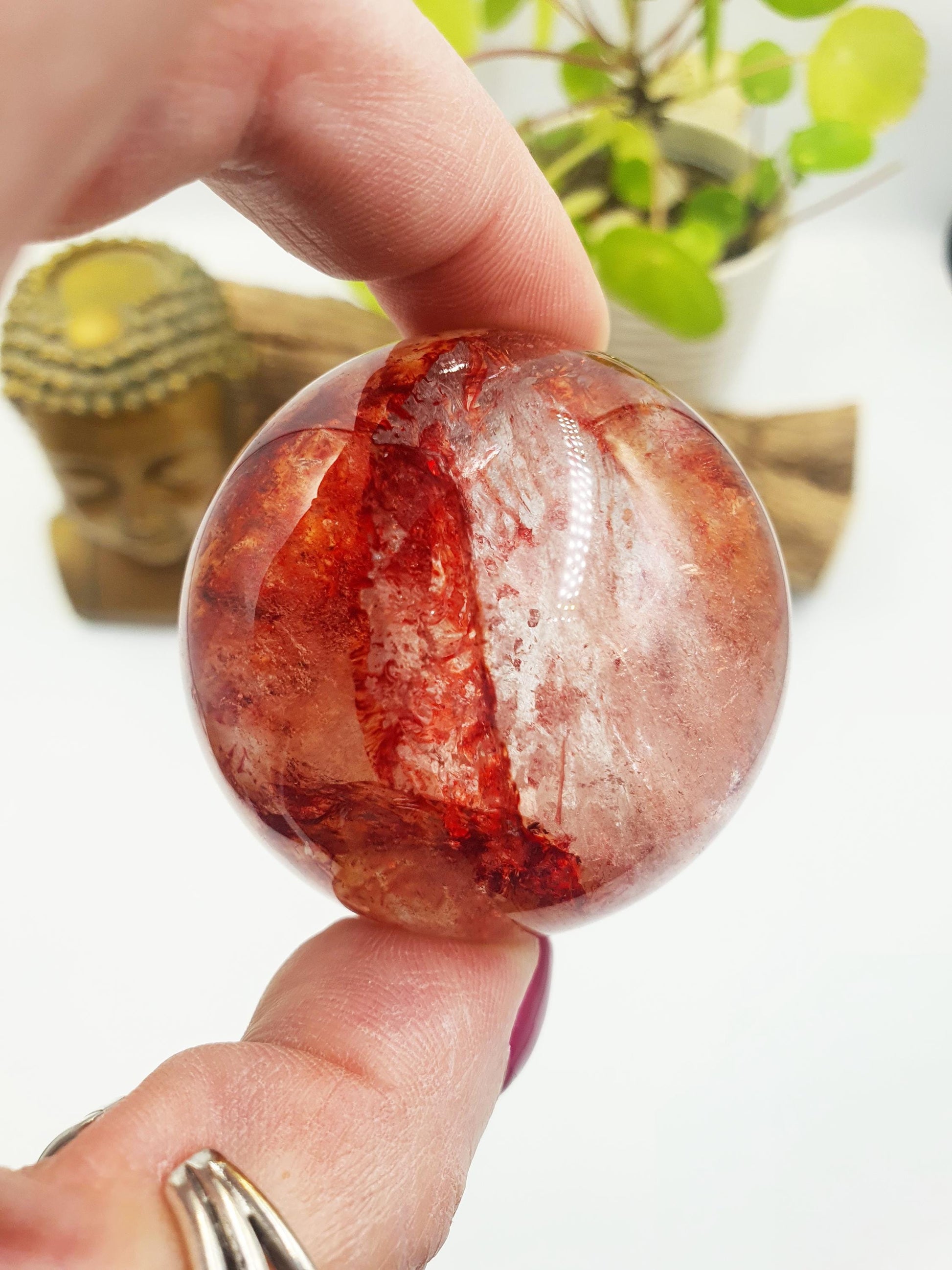 Madagascan Fire Quartz (Hematoid) Sphere - Grounding, Vitality & Balance Healing Crystal Ball, 50mm