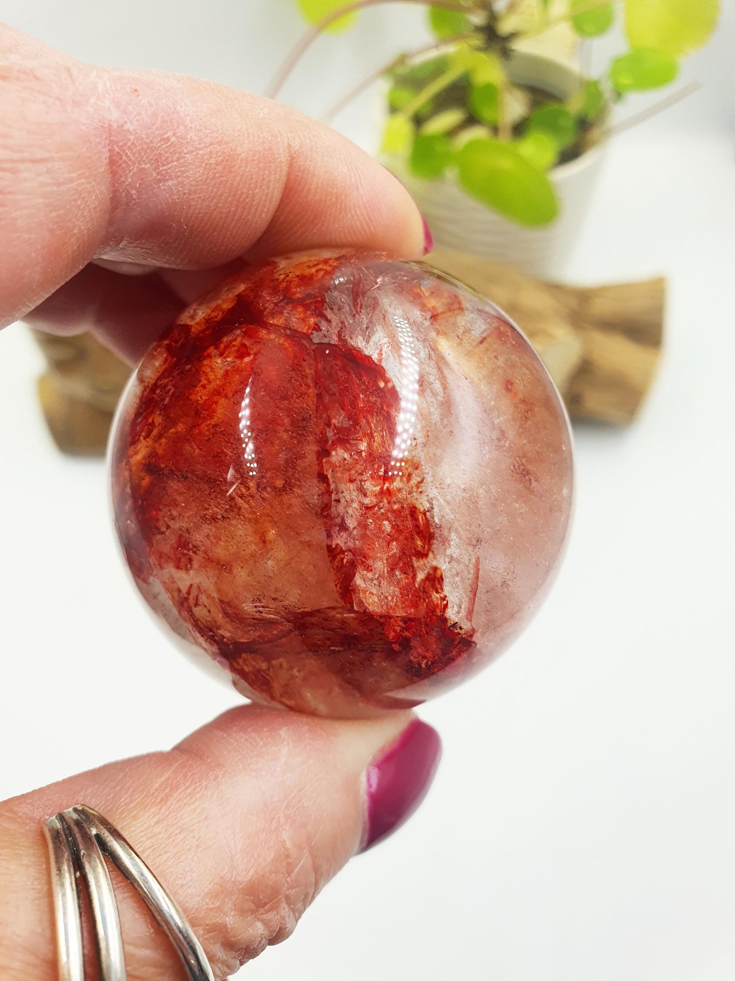 Madagascan Fire Quartz (Hematoid) Sphere - Grounding, Vitality & Balance Healing Crystal Ball, 50mm