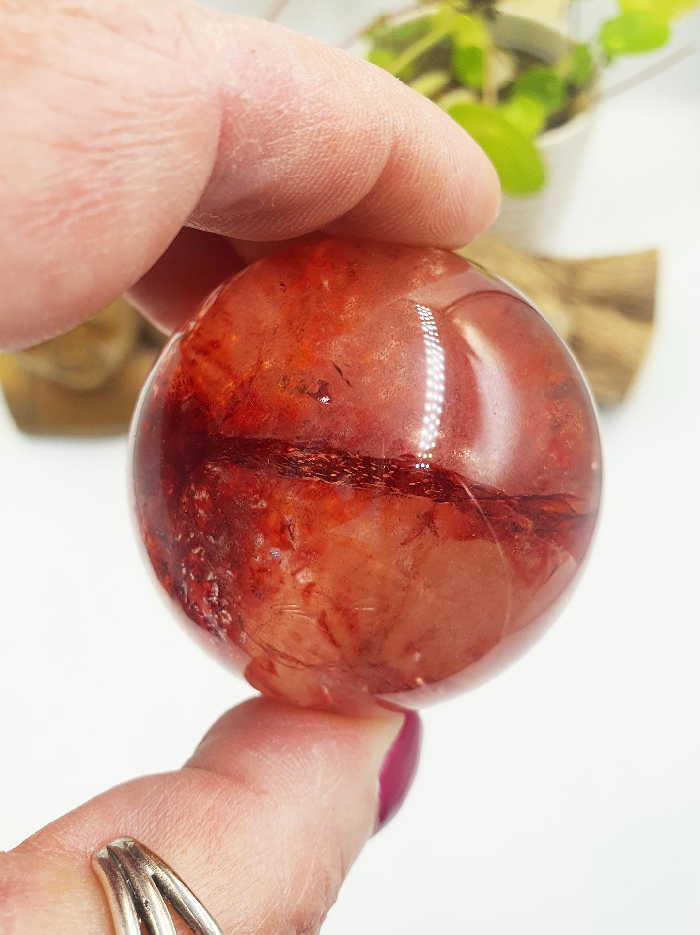 Madagascan Fire Quartz (Hematoid) Sphere - Grounding, Vitality & Balance Healing Crystal Ball, 50mm