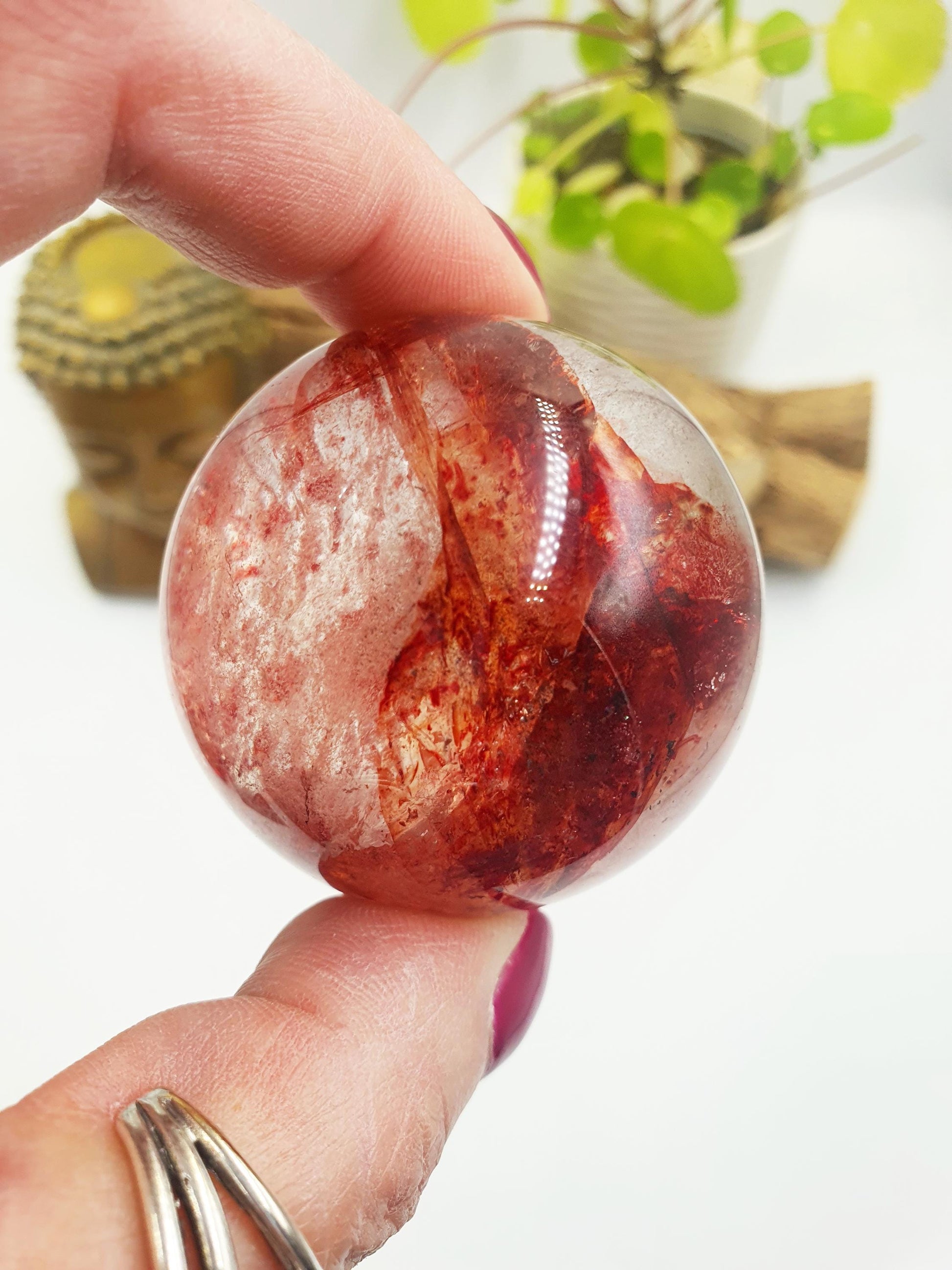 Madagascan Fire Quartz (Hematoid) Sphere - Grounding, Vitality & Balance Healing Crystal Ball, 50mm