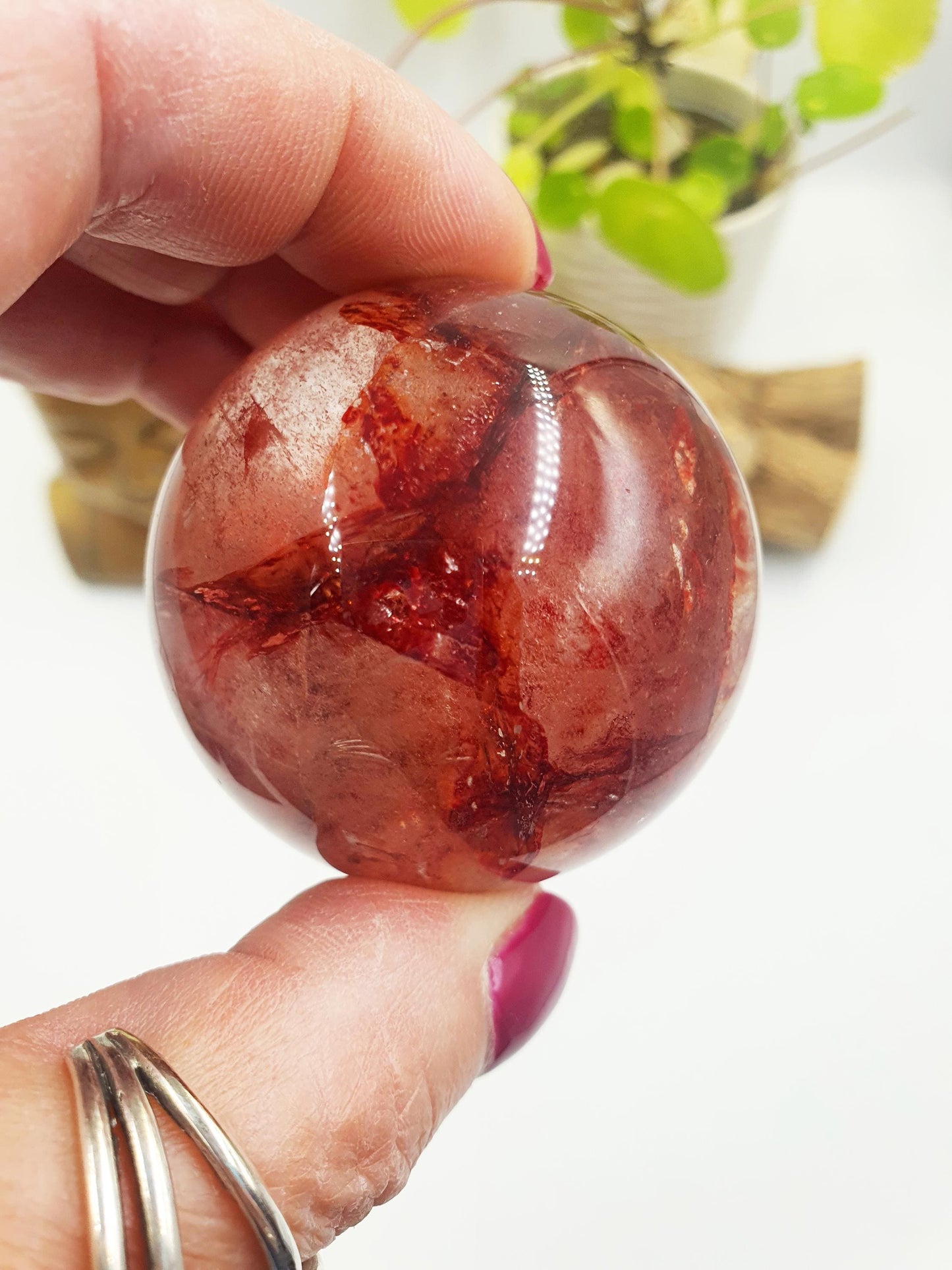 Madagascan Fire Quartz (Hematoid) Sphere - Grounding, Vitality & Balance Healing Crystal Ball, 50mm