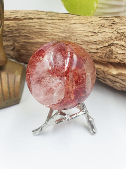 Madagascan Fire Quartz (Hematoid) Sphere - Grounding, Vitality & Balance Healing Crystal Ball, 50mm