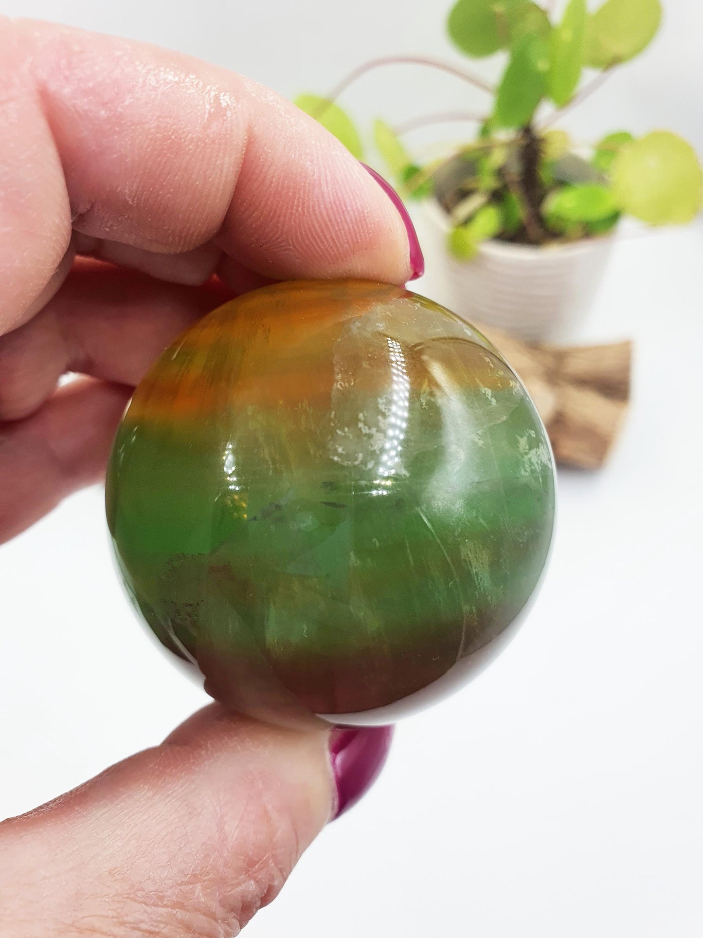 Yellow and Green Fluorite Sphere - Focus and Clarity Healing Crystal Ball, 50mm