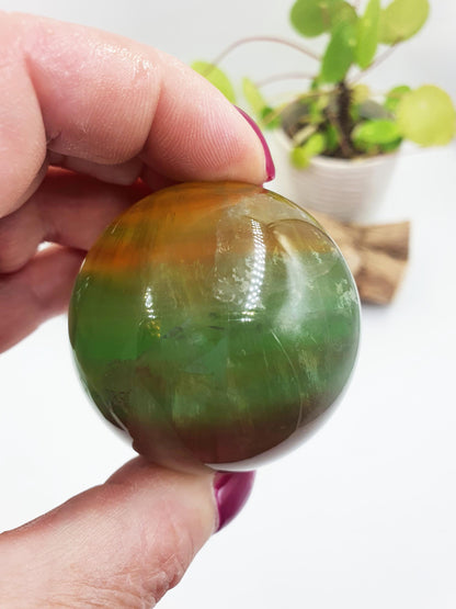 Yellow and Green Fluorite Sphere - Focus and Clarity Healing Crystal Ball, 50mm