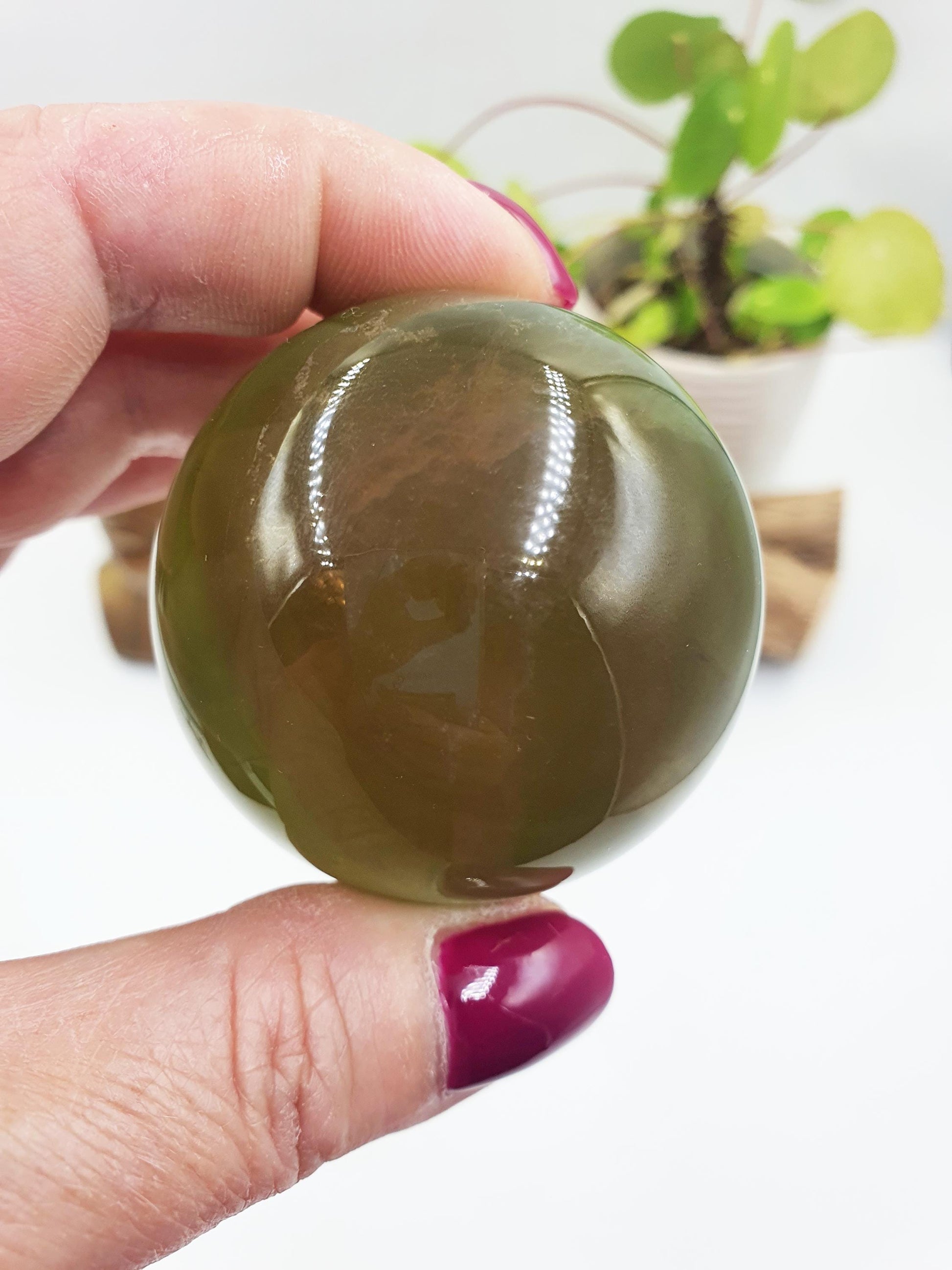 Yellow and Green Fluorite Sphere - Focus and Clarity Healing Crystal Ball, 50mm