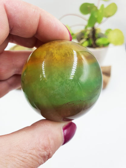 Yellow and Green Fluorite Sphere - Focus and Clarity Healing Crystal Ball, 50mm