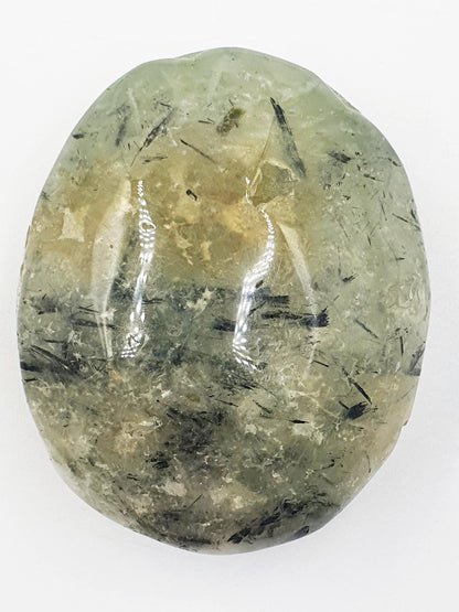 Large Prehnite Palm Stone with natural pockets - Love, Healing & Intuition Crystal, 115g