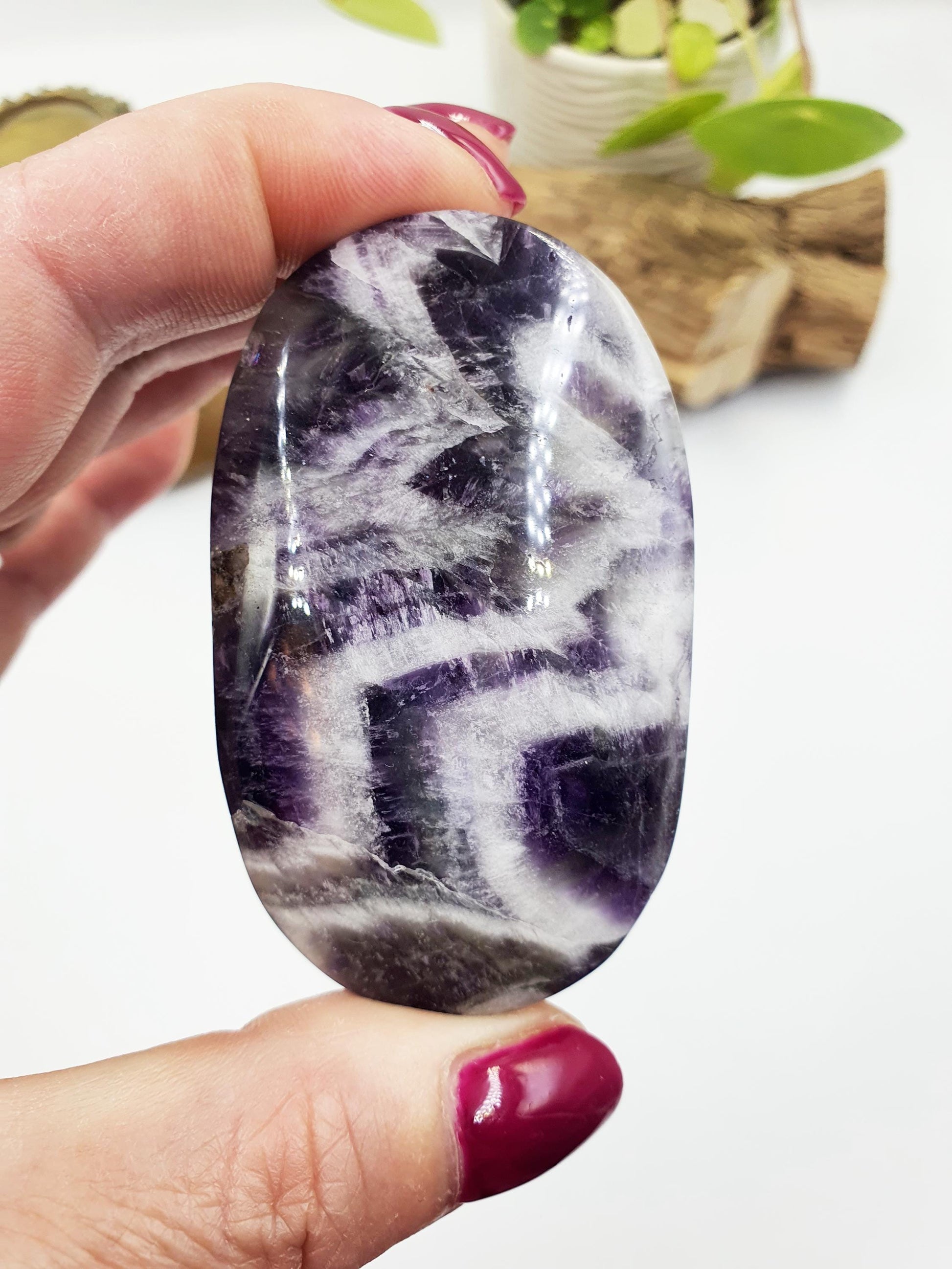 Dream Amethyst Palm Stone - Intuition & Spiritual Protection Crystal, 95g