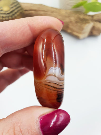Sardonyx Palm Stone - Strength & Protection Healing, 40g